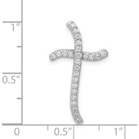 14K White Gold 1/4 Carat Diamond Curved Cross Pendant with Rhodium Plating - 0.25 Carat Total Diamond Weight by Monteluci Fine Jewelry