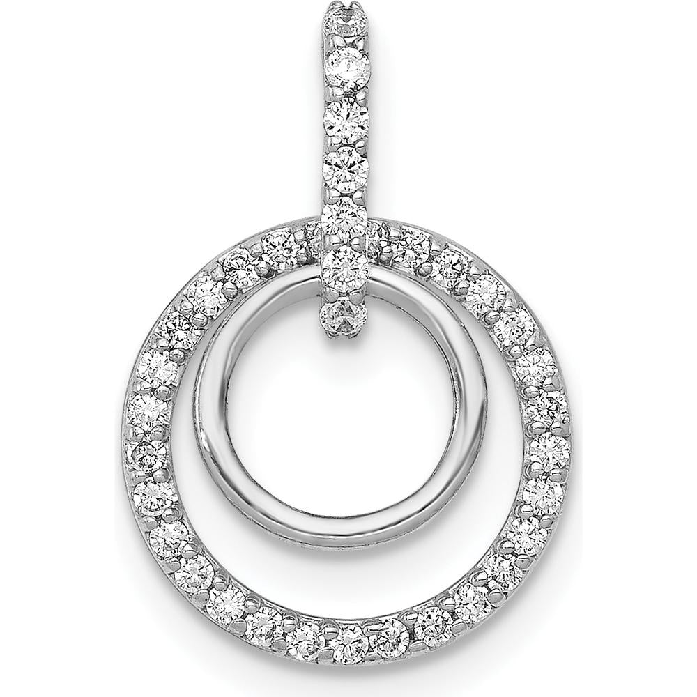 14K White Gold 1/4 Carat Diamond Double Circle Dangle Pendant - 36 Diamonds Total Weight by Monteluci Fine Jewelry