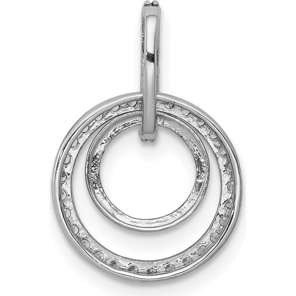 14K White Gold 1/4 Carat Diamond Double Circle Dangle Pendant - 36 Diamonds Total Weight by Monteluci Fine Jewelry
