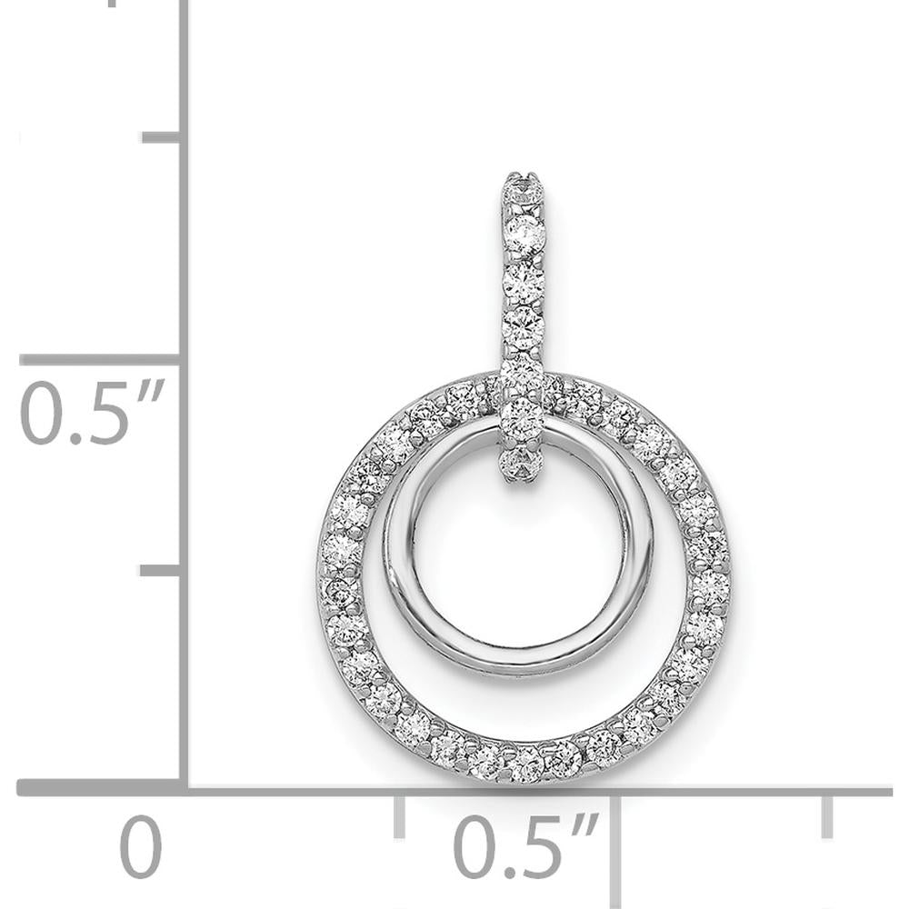 14K White Gold 1/4 Carat Diamond Double Circle Dangle Pendant - 36 Diamonds Total Weight by Monteluci Fine Jewelry