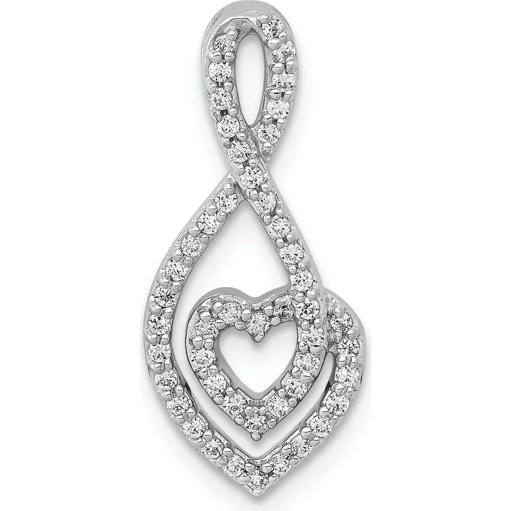 14K White Gold 1/4 Carat Diamond Fancy Heart Infinity Slide Pendant - 0.009 Carat Total Diamond Weight by Monteluci Fine Jewelry