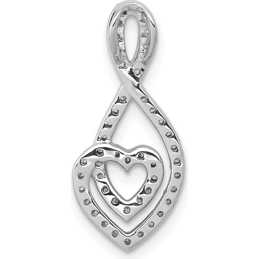 14K White Gold 1/4 Carat Diamond Fancy Heart Infinity Slide Pendant - 0.009 Carat Total Diamond Weight by Monteluci Fine Jewelry