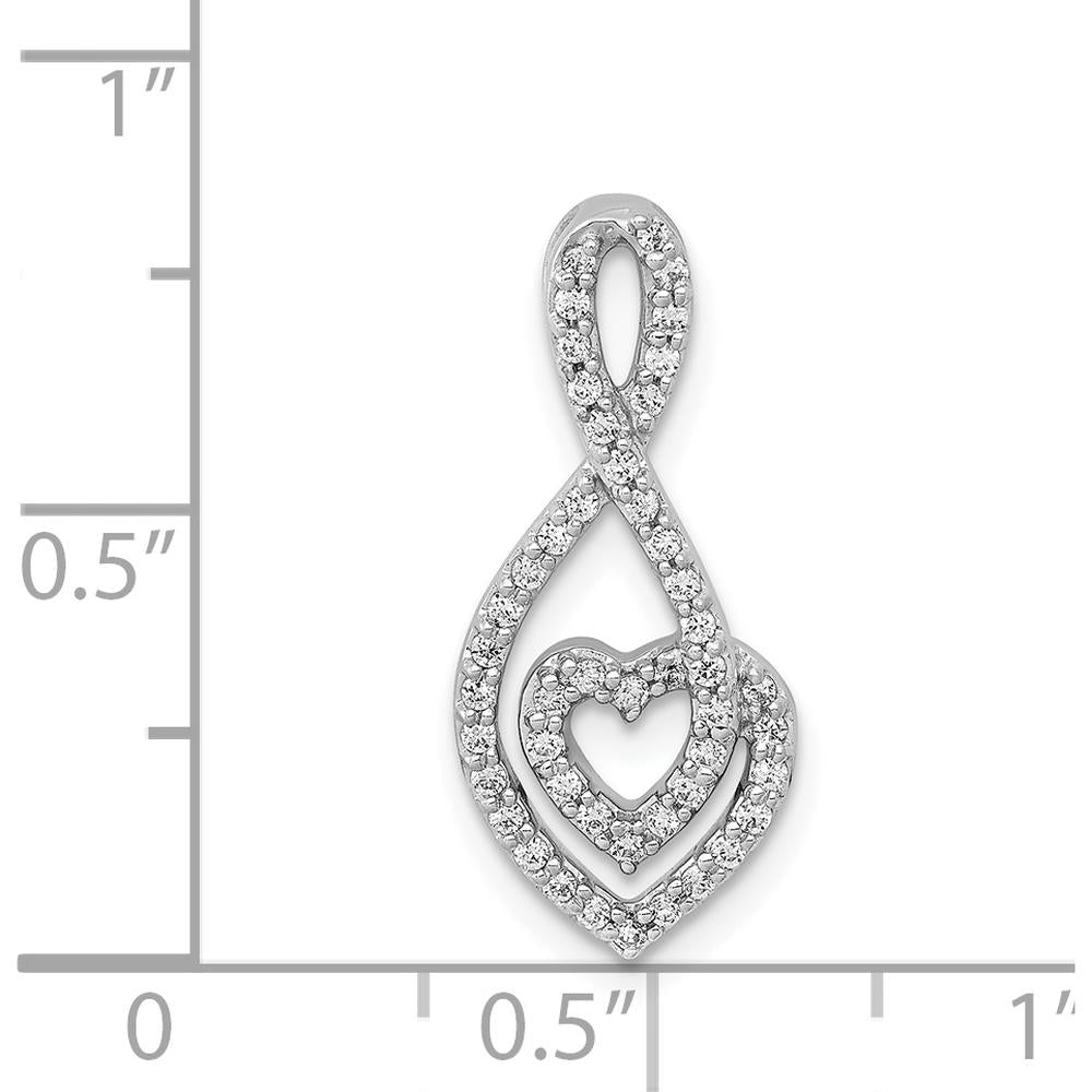 14K White Gold 1/4 Carat Diamond Fancy Heart Infinity Slide Pendant - 0.009 Carat Total Diamond Weight by Monteluci Fine Jewelry