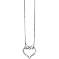 14K White Gold 1/4 Carat Diamond Heart Infinity Pendant Necklace with Rhodium Finish by Monteluci Fine Jewelry