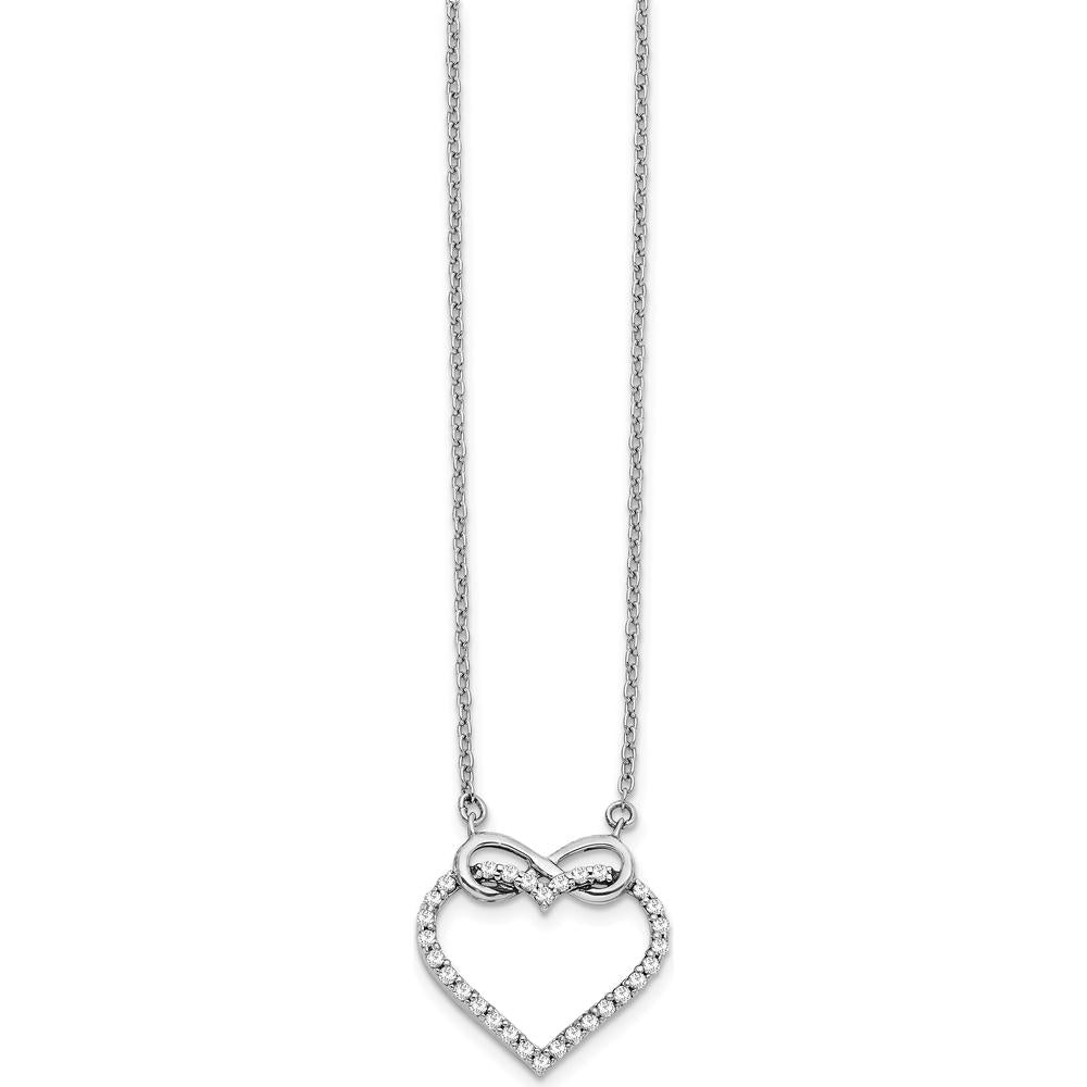 14K White Gold 1/4 Carat Diamond Heart Infinity Pendant Necklace with Rhodium Finish by Monteluci Fine Jewelry