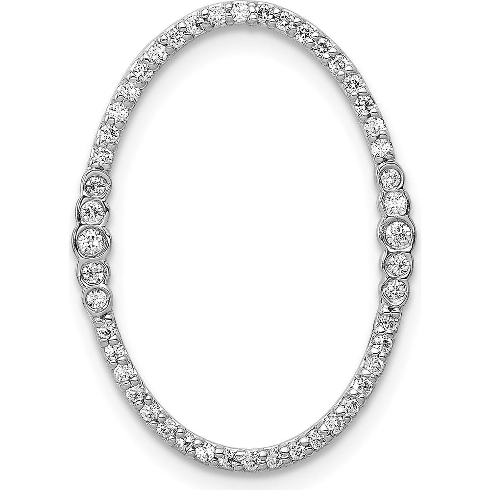 14K White Gold 1/4 Carat Diamond Oval Chain Slide - 0.25 Carat Total Diamond Weight by Monteluci Fine Jewelry