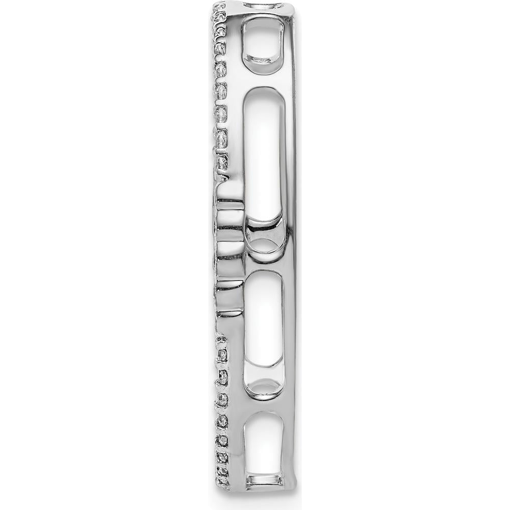 14K White Gold 1/4 Carat Diamond Oval Chain Slide - 0.25 Carat Total Diamond Weight by Monteluci Fine Jewelry