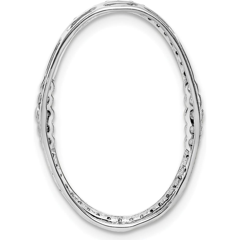 14K White Gold 1/4 Carat Diamond Oval Chain Slide - 0.25 Carat Total Diamond Weight by Monteluci Fine Jewelry