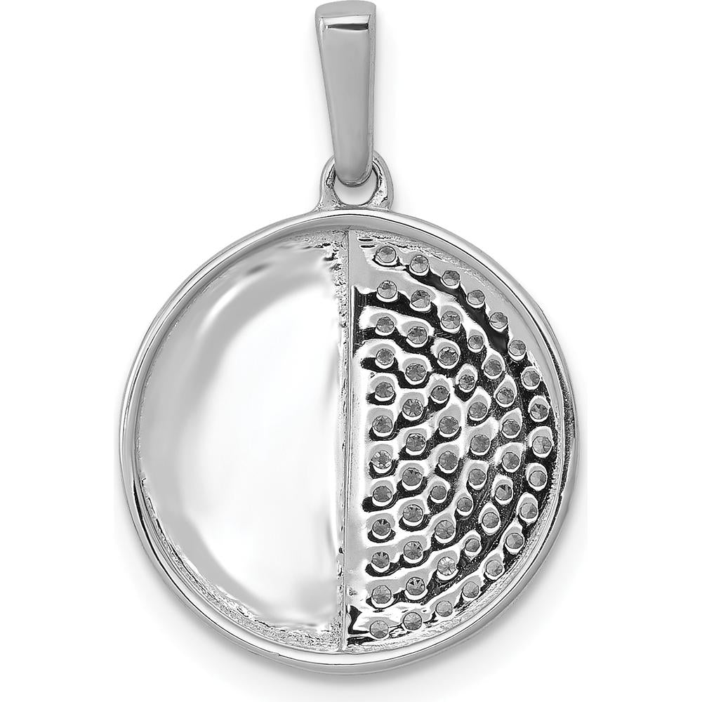 14K White Gold 1/4 Carat Diamond Pave Half and Half Circle Pendant by Monteluci Fine Jewelry