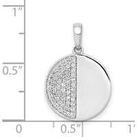 14K White Gold 1/4 Carat Diamond Pave Half and Half Circle Pendant by Monteluci Fine Jewelry