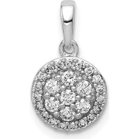 14K White Gold 1/4 Carat Diamond Round Halo Cluster Pendant - 0.22 Carat Total Diamond Weight by Monteluci Fine Jewelry