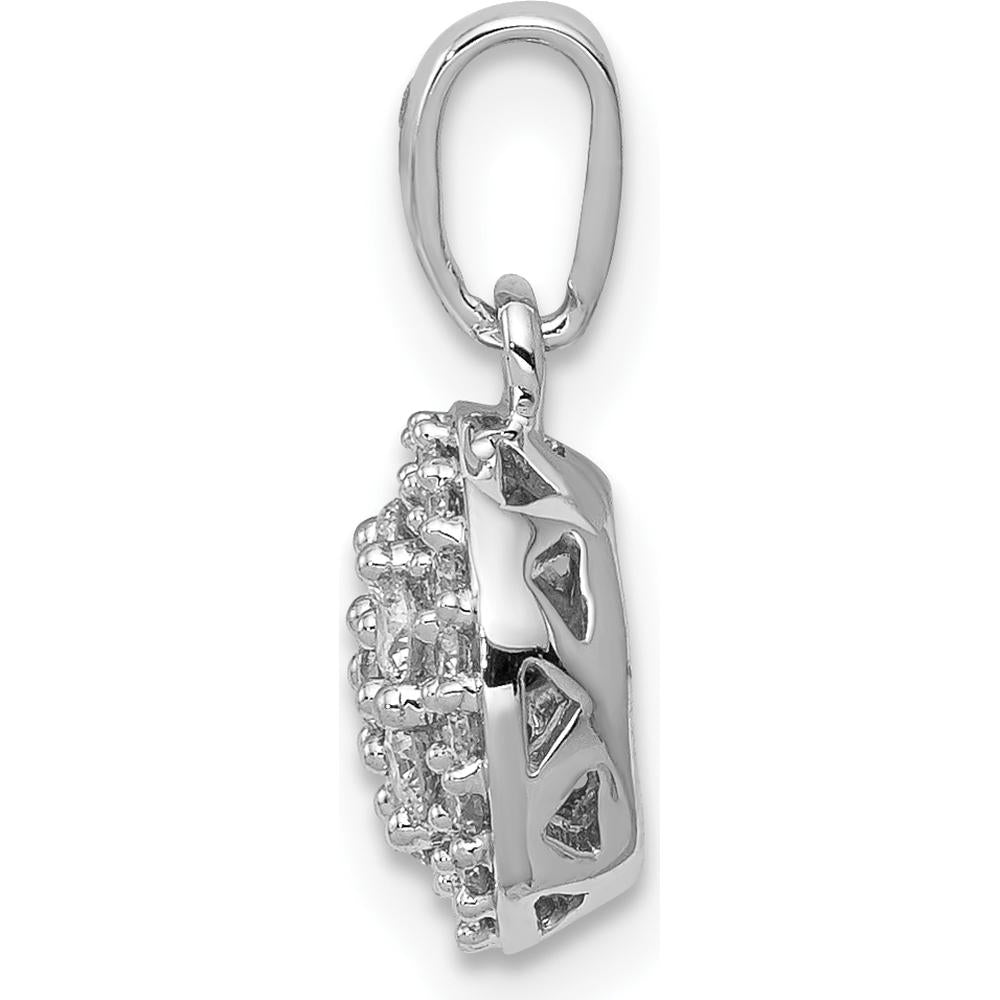 14K White Gold 1/4 Carat Diamond Round Halo Cluster Pendant - 0.22 Carat Total Diamond Weight by Monteluci Fine Jewelry