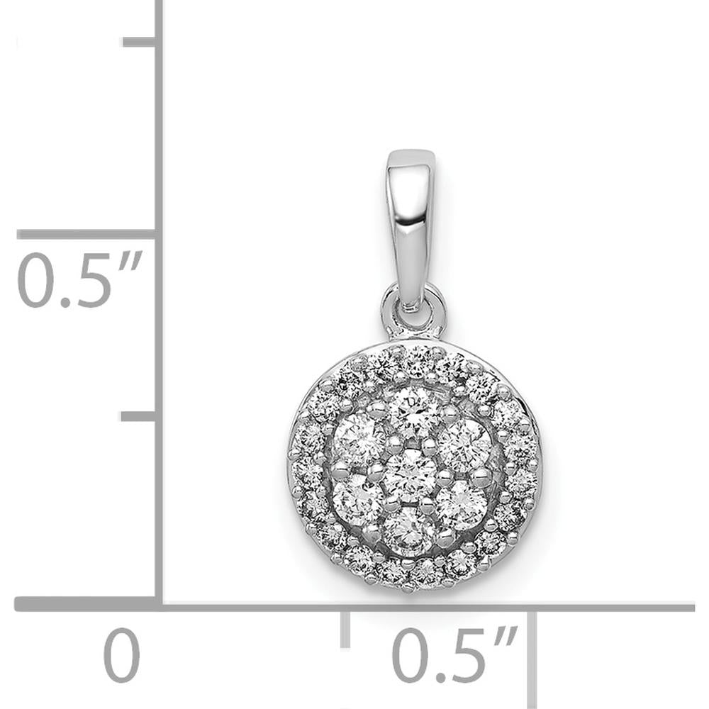 14K White Gold 1/4 Carat Diamond Round Halo Cluster Pendant - 0.22 Carat Total Diamond Weight by Monteluci Fine Jewelry