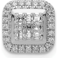 14K White Gold 1/4 Carat Diamond Square Halo Cluster Pendant with Round and Square Diamonds by Monteluci Fine Jewelry
