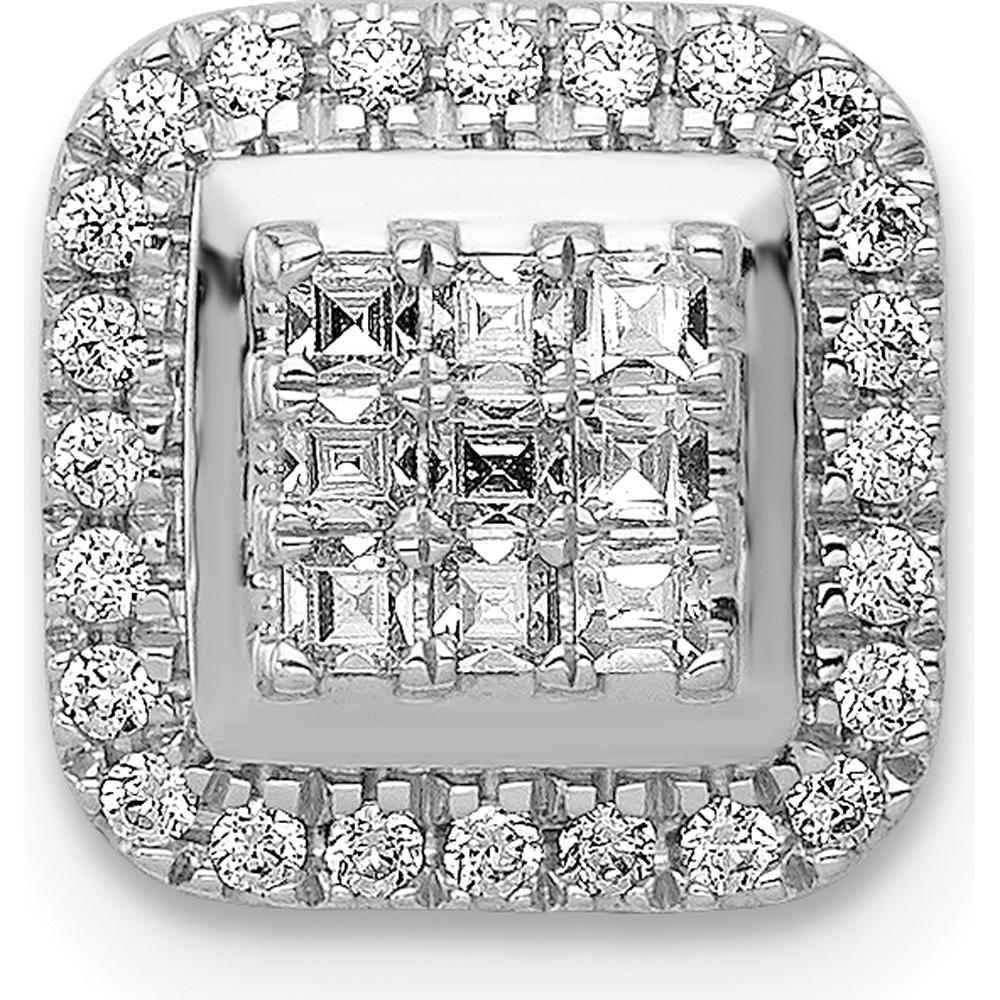 14K White Gold 1/4 Carat Diamond Square Halo Cluster Pendant with Round and Square Diamonds by Monteluci Fine Jewelry