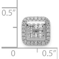 14K White Gold 1/4 Carat Diamond Square Halo Cluster Pendant with Round and Square Diamonds by Monteluci Fine Jewelry
