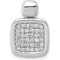 14K White Gold 1/4 Carat Diamond Square Pendant with Round Diamonds and Rhodium Plating by Monteluci Fine Jewelry