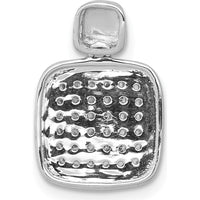 14K White Gold 1/4 Carat Diamond Square Pendant with Round Diamonds and Rhodium Plating by Monteluci Fine Jewelry