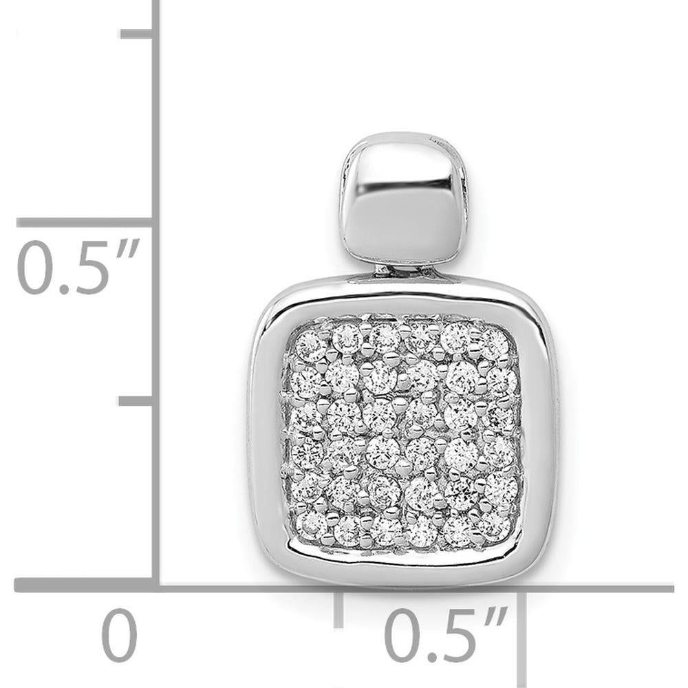 14K White Gold 1/4 Carat Diamond Square Pendant with Round Diamonds and Rhodium Plating by Monteluci Fine Jewelry