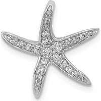 14K White Gold 1/4 Carat Diamond Starfish Chain Slide Pendant - Rhodium-Plated Finish by Monteluci Fine Jewelry