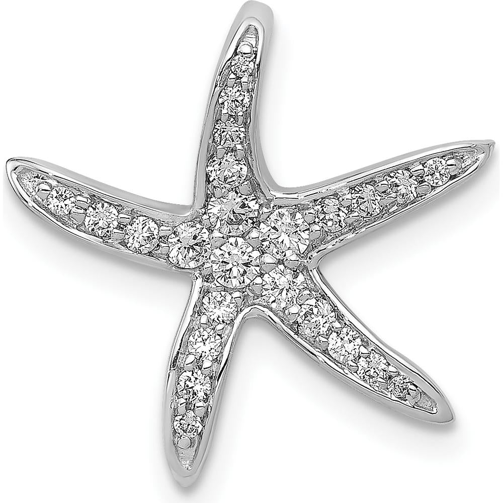 14K White Gold 1/4 Carat Diamond Starfish Chain Slide Pendant - Rhodium-Plated Finish by Monteluci Fine Jewelry