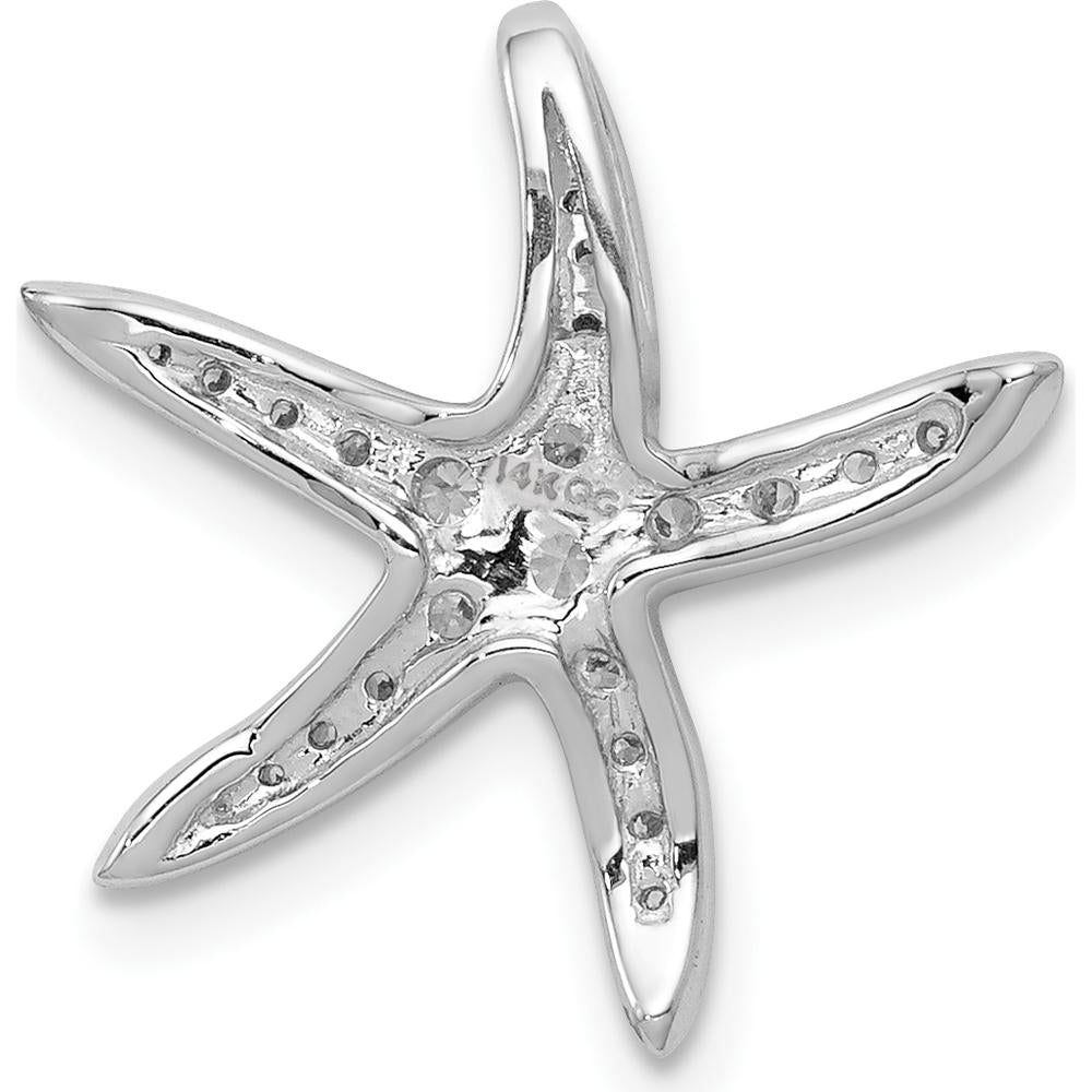 14K White Gold 1/4 Carat Diamond Starfish Chain Slide Pendant - Rhodium-Plated Finish by Monteluci Fine Jewelry