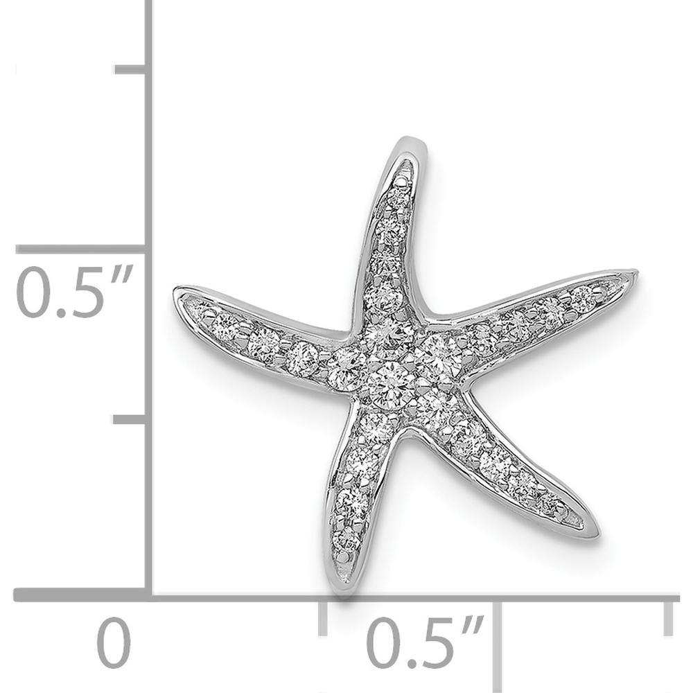 14K White Gold 1/4 Carat Diamond Starfish Chain Slide Pendant - Rhodium-Plated Finish by Monteluci Fine Jewelry