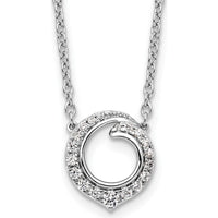14K White Gold 1/4 Carat Diamond Swirl Circle Pendant Necklace - 0.252 Carat Total Diamond Weight by Oro Pregiato