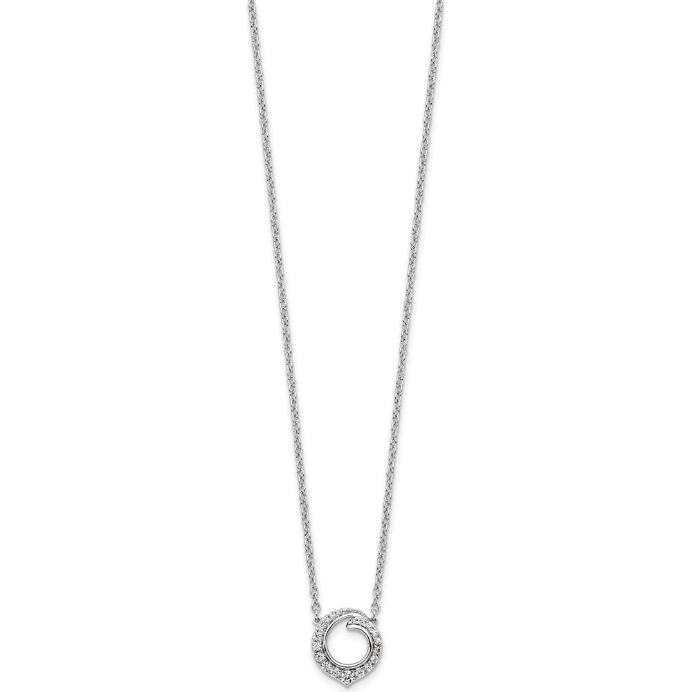 14K White Gold 1/4 Carat Diamond Swirl Circle Pendant Necklace - 0.252 Carat Total Diamond Weight by Oro Pregiato