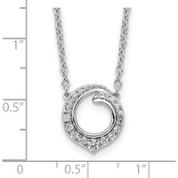 14K White Gold 1/4 Carat Diamond Swirl Circle Pendant Necklace - 0.252 Carat Total Diamond Weight by Oro Pregiato