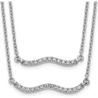 14K White Gold 1/4 Carat Diamond Wavy Bar Double Strand Necklace - 0.25 Carat Total Diamond Weight by Monteluci Fine Jewelry
