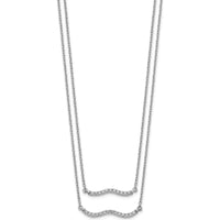 14K White Gold 1/4 Carat Diamond Wavy Bar Double Strand Necklace - 0.25 Carat Total Diamond Weight by Monteluci Fine Jewelry