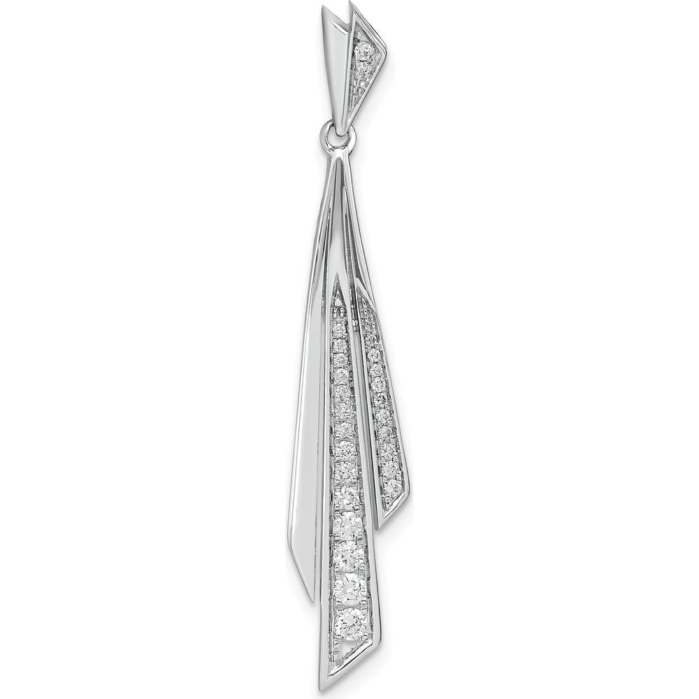 14K White Gold 1/4 Carat Graduated Diamond Fancy Dangle Pendant - 1/4 Carat Total Diamond Weight by Monteluci Fine Jewelry