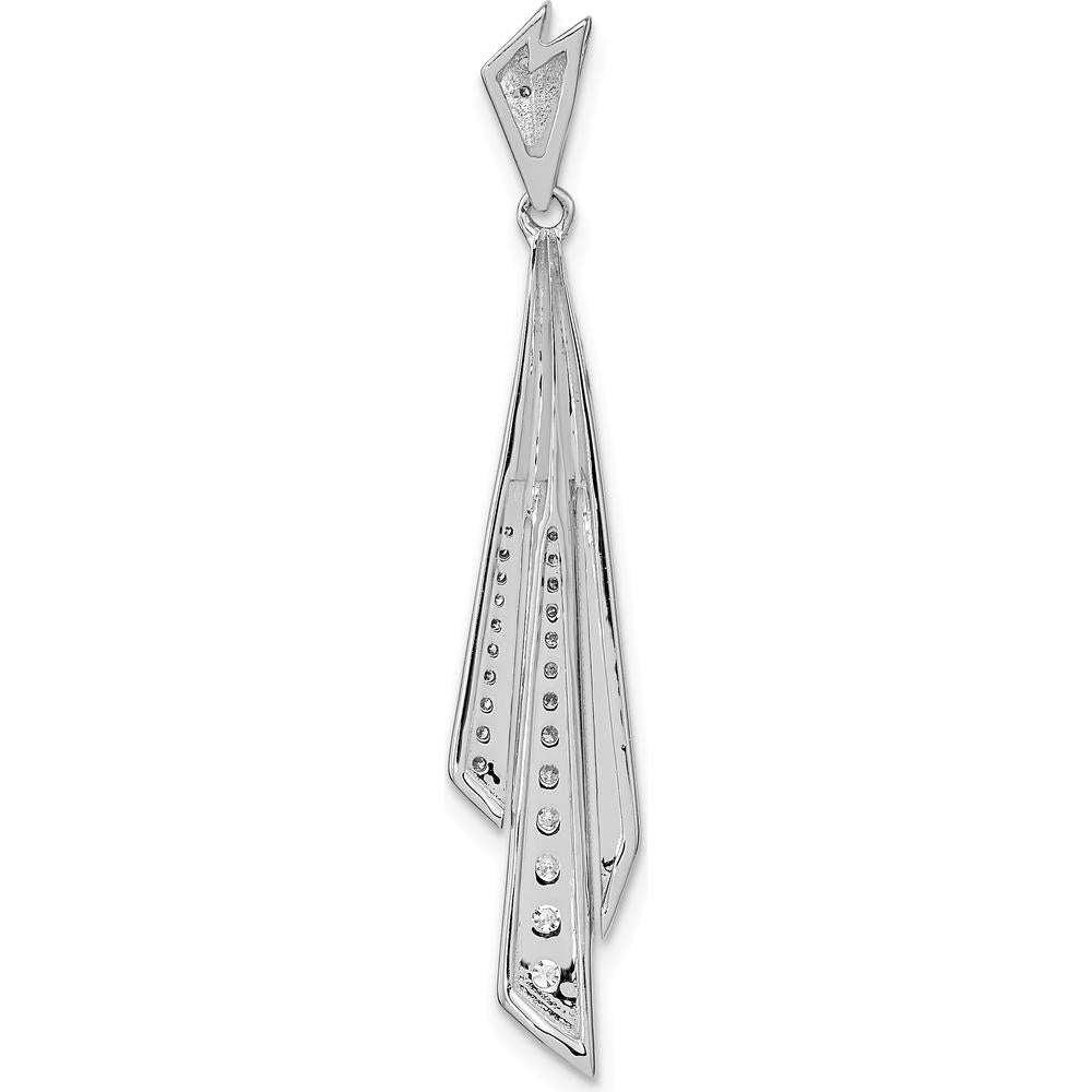 14K White Gold 1/4 Carat Graduated Diamond Fancy Dangle Pendant - 1/4 Carat Total Diamond Weight by Monteluci Fine Jewelry