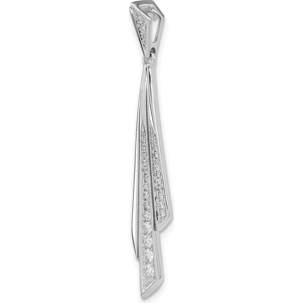 14K White Gold 1/4 Carat Graduated Diamond Fancy Dangle Pendant - 1/4 Carat Total Diamond Weight by Monteluci Fine Jewelry