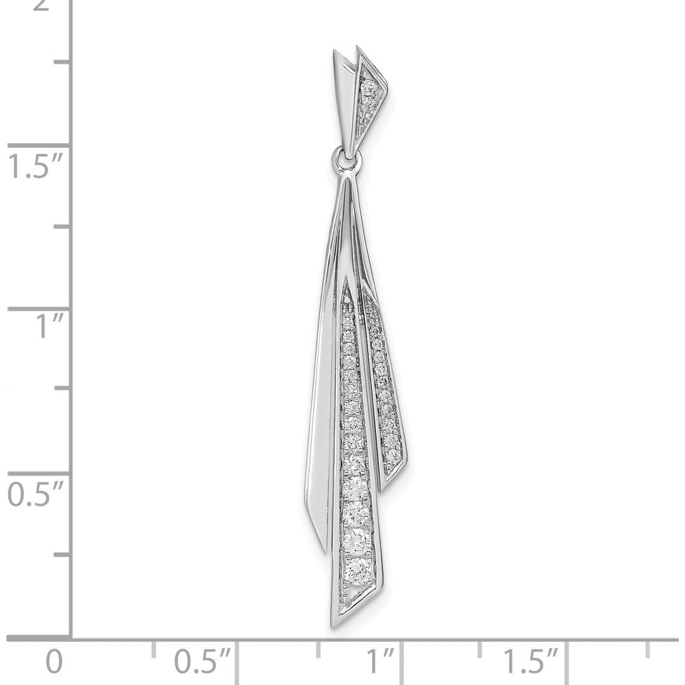 14K White Gold 1/4 Carat Graduated Diamond Fancy Dangle Pendant - 1/4 Carat Total Diamond Weight by Monteluci Fine Jewelry