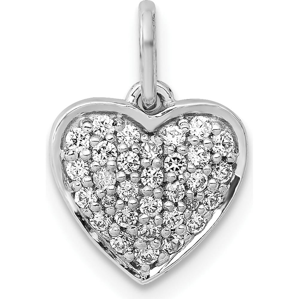 14K White Gold 1/4 Carat Pave Diamond Heart Pendant - 0.25 Carat Total Diamond Weight by Monteluci Fine Jewelry
