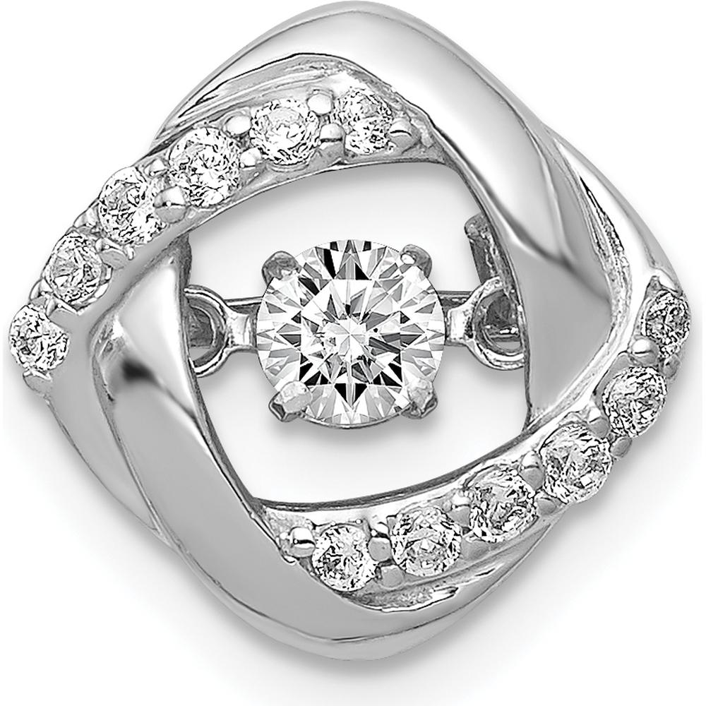 14K White Gold 1/4 Carat Round Diamond Moving Twisted Square Ring - 0.15 Carat Total Diamond Weight by Monteluci Fine Jewelry
