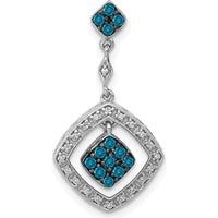 14K White Gold 1/4 Carat White and Blue Diamond Square Dangle Earrings by Monteluci Fine Jewelry