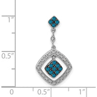 14K White Gold 1/4 Carat White and Blue Diamond Square Dangle Earrings by Monteluci Fine Jewelry