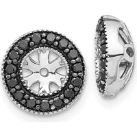 14K White Gold 1/4 Carats Black Diamond Earring Jackets with Cluster Setting by Monteluci Fine Jewelry