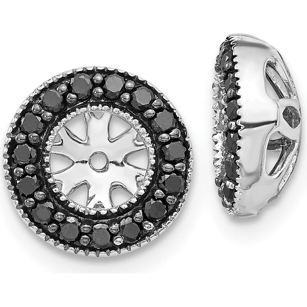 14K White Gold 1/4 Carats Black Diamond Earring Jackets with Cluster Setting by Monteluci Fine Jewelry
