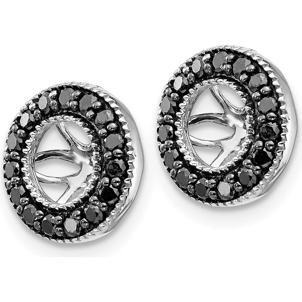 14K White Gold 1/4 Carats Black Diamond Earring Jackets with Cluster Setting by Monteluci Fine Jewelry