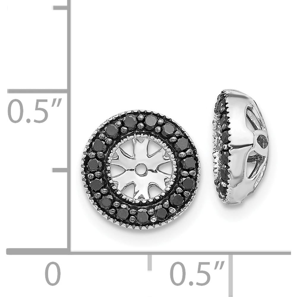 14K White Gold 1/4 Carats Black Diamond Earring Jackets with Cluster Setting by Monteluci Fine Jewelry