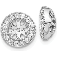 14K White Gold 1/4 Carats Round Diamond Earring Jackets with Milgrain Detail by Monteluci Fine Jewelry