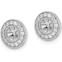 14K White Gold 1/4 Carats Round Diamond Earring Jackets with Milgrain Detail by Monteluci Fine Jewelry