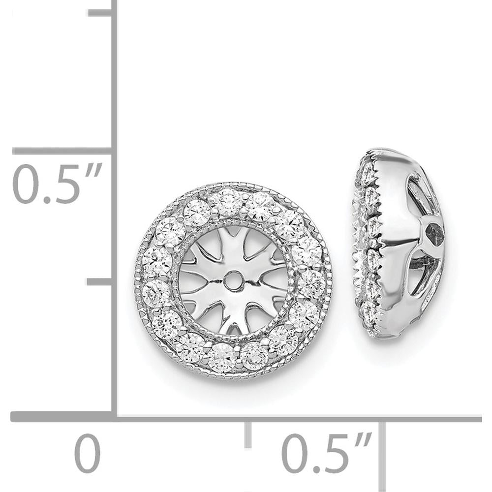 14K White Gold 1/4 Carats Round Diamond Earring Jackets with Milgrain Detail by Monteluci Fine Jewelry