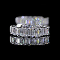 14K White Gold 1.49 Carats Total Weight Emerald Cut Lab Diamond Huggie Earrings with Prong Setting and Secure Hinged Back - Covaloro Fine Jewelry