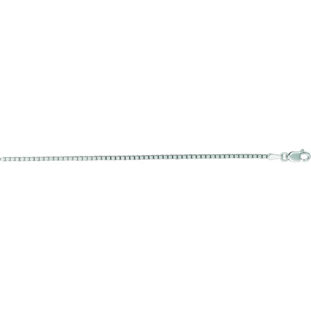 14K White Gold 1.4mm Classic Box Chain Necklace - 18" by Orozza Fine Jewelry