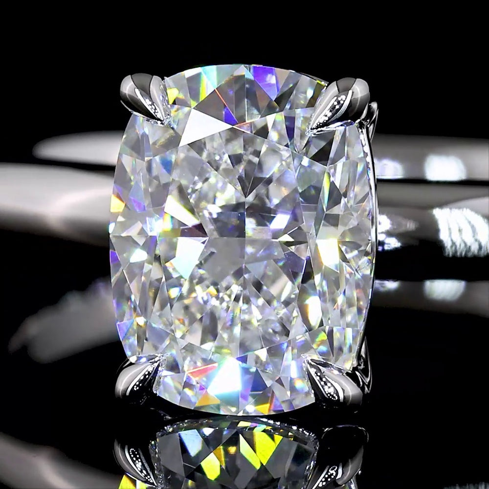 14K White Gold 1.5 Carat Cushion Modified Cut Solitaire Ring with D VS2 Lab Diamond - IGI Certified - Covaloro Fine Jewelry